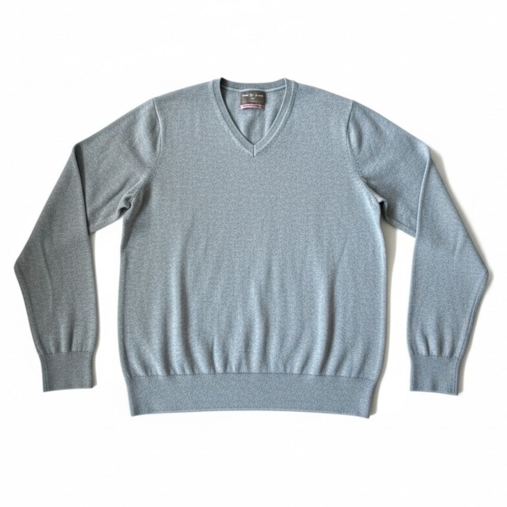 Black Brown 1826 Extrafine Merino Wool V-Neck Sweater Men’s XL Gray | Luxury